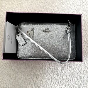 NWT Coach Silver Sparkly Wristlet